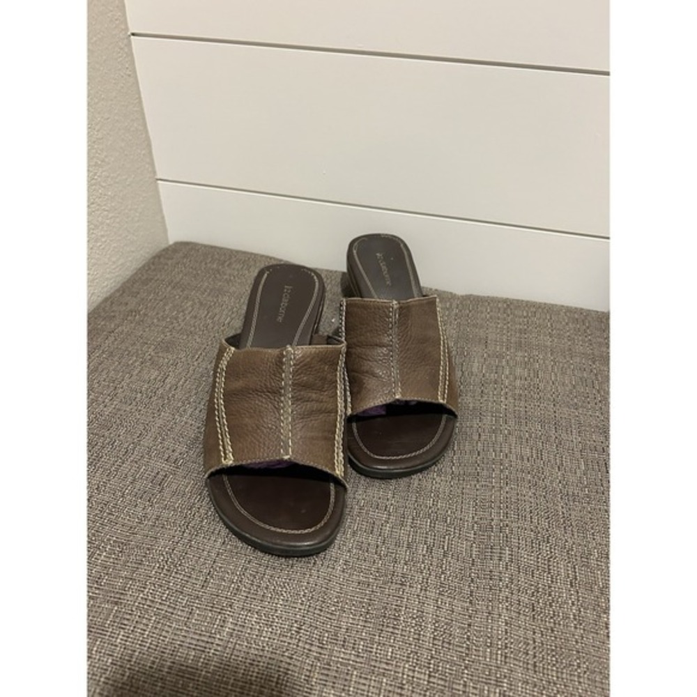 Liz Claiborne Westies Brown Thick Leather Upper Mule Shoes 8M Women's PreOwned